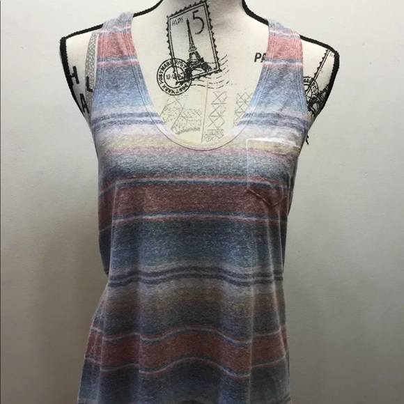 New True Religion Women Striped Tank Top Razor Back Blue Multicolour Small USA - Picture 3 of 9